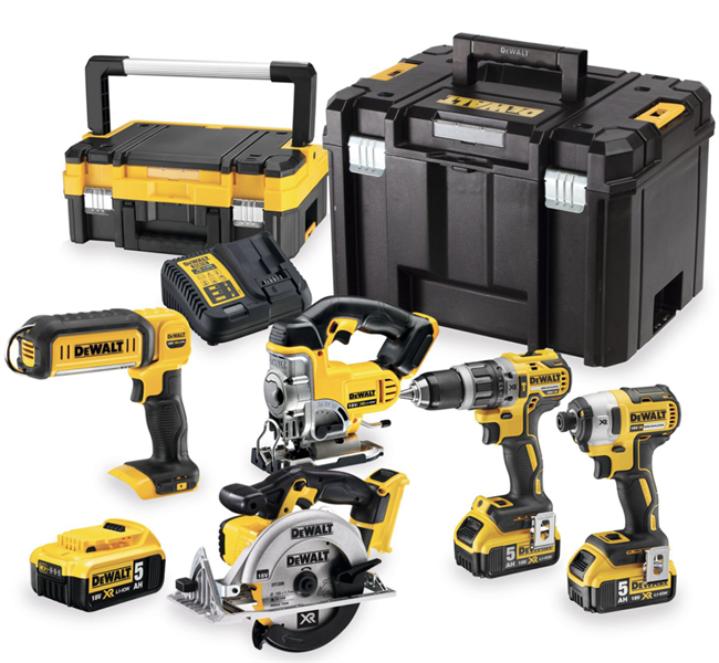 DeWALT XR 18V DCK551P3T-QW kombisæt med 5 dele